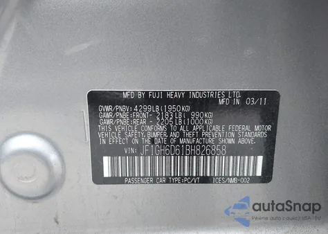 2011 Subaru Impreza Outback Sport из США, поврежденный, VIN JF1GH6D61BH826858